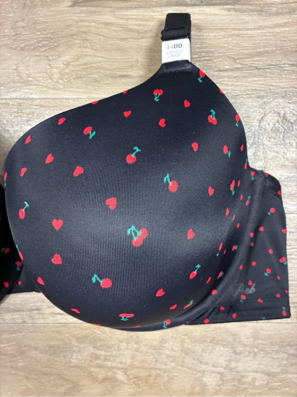 Victoria Secret PINK Wear Everywhere Lightly Lined T Shirt Cherry Print Bra - Picture 2 of 13